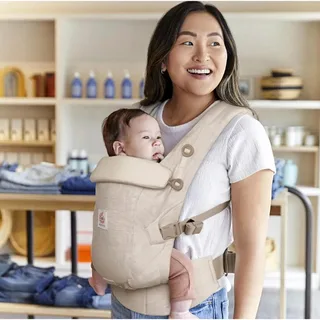 draagzak Adapt Linen - Naturel Linen - ergonomische draagzak vanaf geboorte - maat 56 tot 86/92 - 3 Draagposities von Ergobaby in Beige – Produktfoto 2 von 3