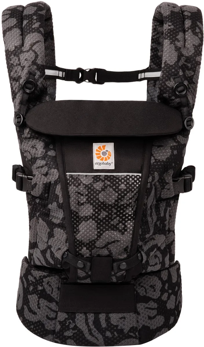 Draagzak Adapt - Soft Flex Mesh - Onyx Blooms van Ergobaby in Zwart Blooms – productfoto