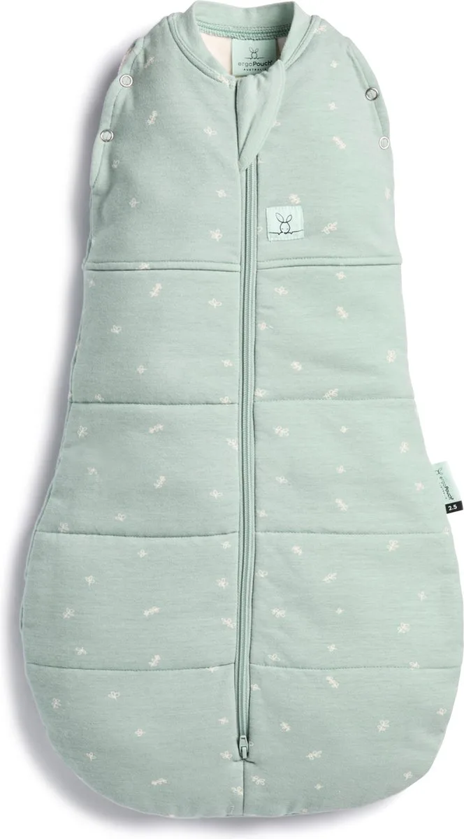 Cocoon inbaker slaapzak - 2,5 Tog - 2-in-1 Slaapzak - Combi Slaapzak Baby + Inbakerslaapzak - Slaapzakken -Slaapzak 60 cm -Sage fra ergoPouch i Sage licht groen – produktbillede