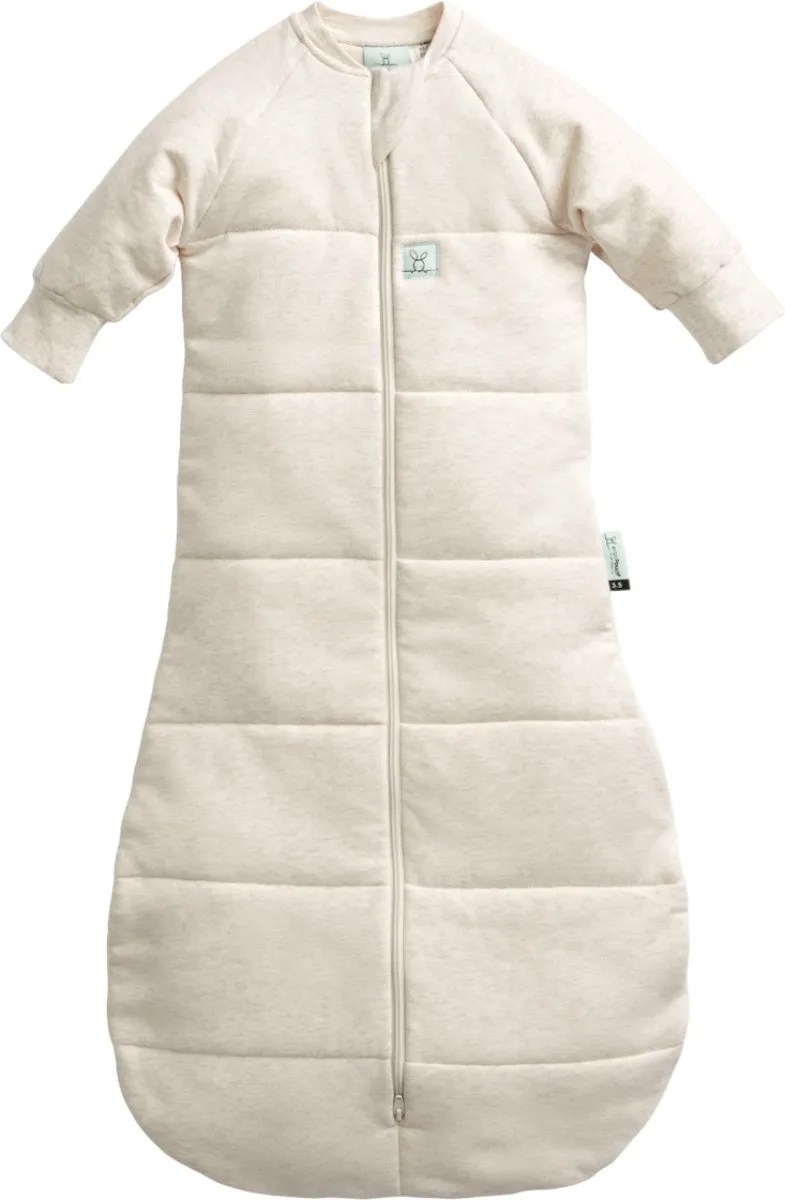 Jersey Slaapzak met mouwen - 2,5 Tog - Slaapzak baby - Slaapzak - Slaapzak 80 cm - Oatmeal Marle fra ergoPouch i Wit off white – produktbillede