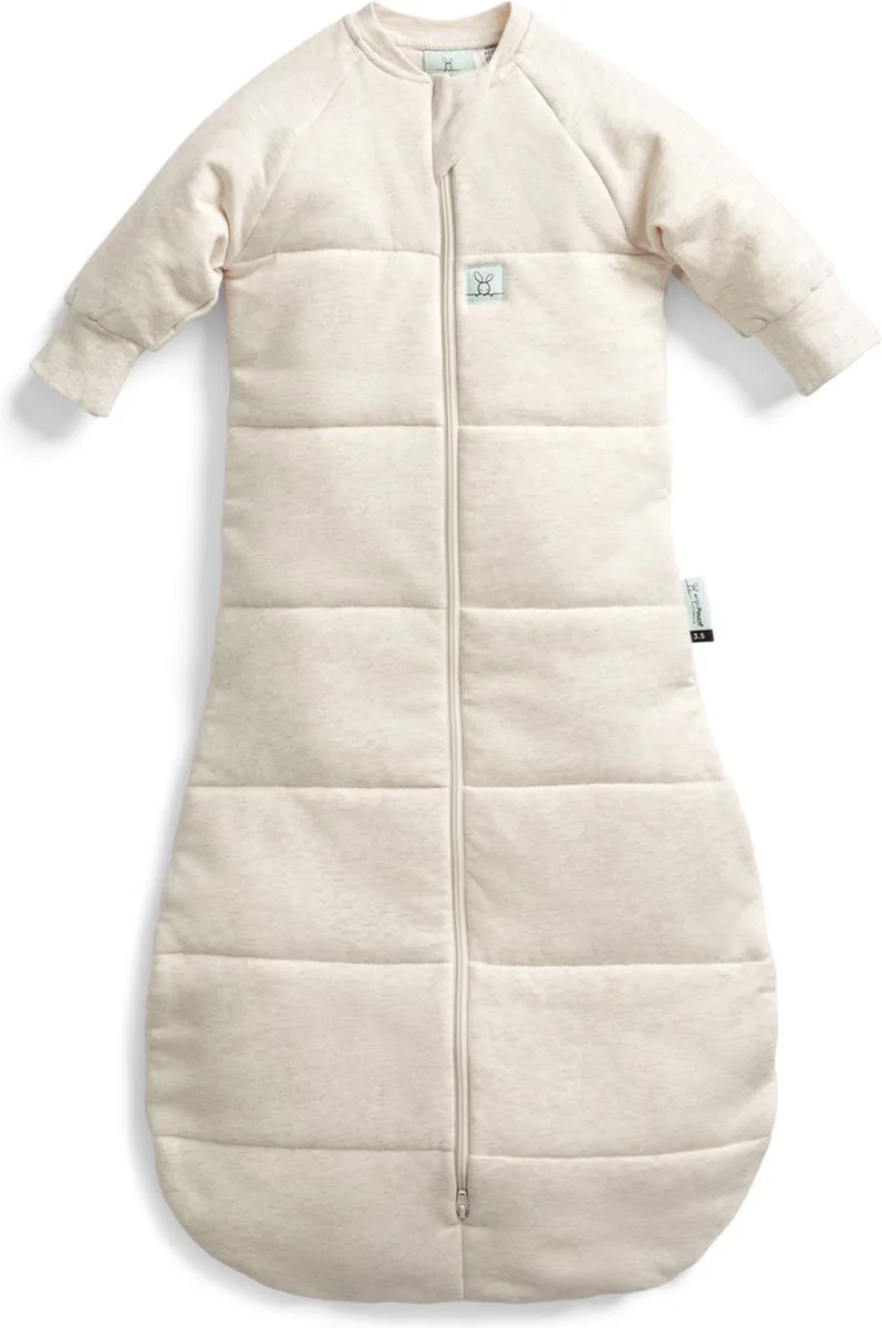 Jersey Slaapzak met mouwen - 3,5 Tog - Slaapzak - Slaapzak Baby - Slaapzakken - 3-12 md - Oatmeal Marle by ergoPouch in Oatmeal beige – product photo