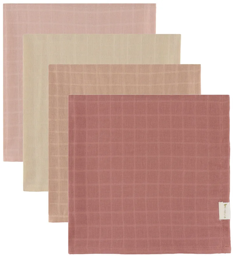 Hydrofiele Doek - 4-pack - 60x60 cm - Dusty Rose Mix de Fabelab – photo produit