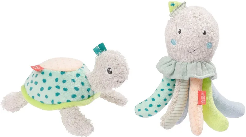 Badespielzeug Plansch & Play, Badetier Oktopus und Bade-Schwamm Schildkröte (2-tlg) de Fehn en Multicolore – photo produit