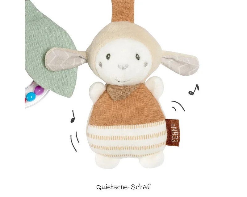 Greifspielzeug Esel & Schaf Activity-Trapez, zum Aufhängen - Stoff-Lernspielzeug mit Rassel und Quietsche från Fehn i Grå – produktbild 5 av 5