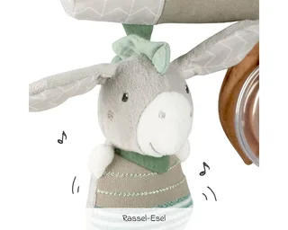 Greifspielzeug Esel & Schaf Activity-Trapez, zum Aufhängen - Stoff-Lernspielzeug mit Rassel und Quietsche från Fehn i Grå – produktbild 4 av 5