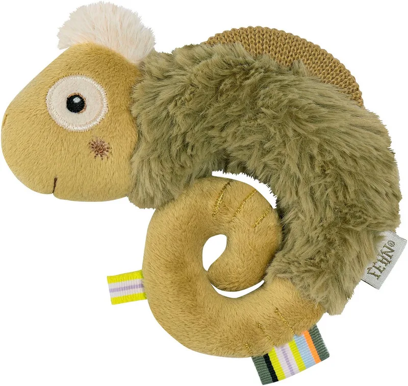 Grijpspeelgoed Lazy, Crazy & Pink, ringgrijper kameleon van Fehn in Groen – productfoto