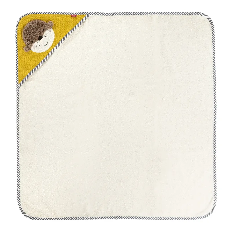 Kapuzenbadetuch Otter Theo 80x80 cm weiss | gelb | blau från Fehn i Vit, Gul, Blå, 80 × 80 mm – produktbild 1 av 3