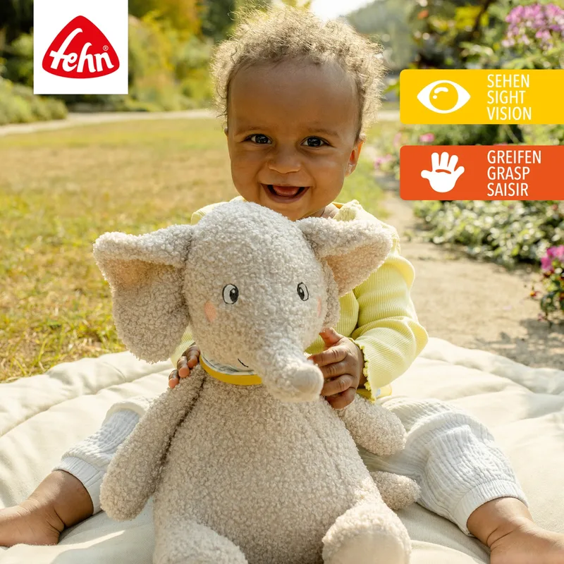 Kuscheltier Elefant Erik XL 31cm från Fehn i Grå, 36 × 24 × 19 mm – produktbild