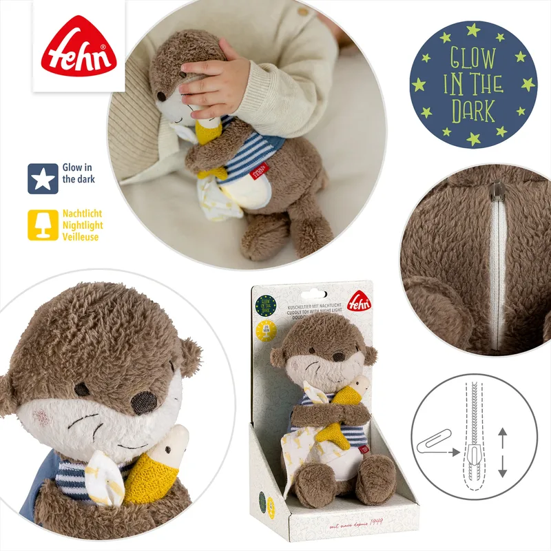 Kuscheltier Nachtlicht Otter Theo 27cm de Fehn en Marron, 27 × 12,5 × 8,5 mm – photo produit 3 sur 3