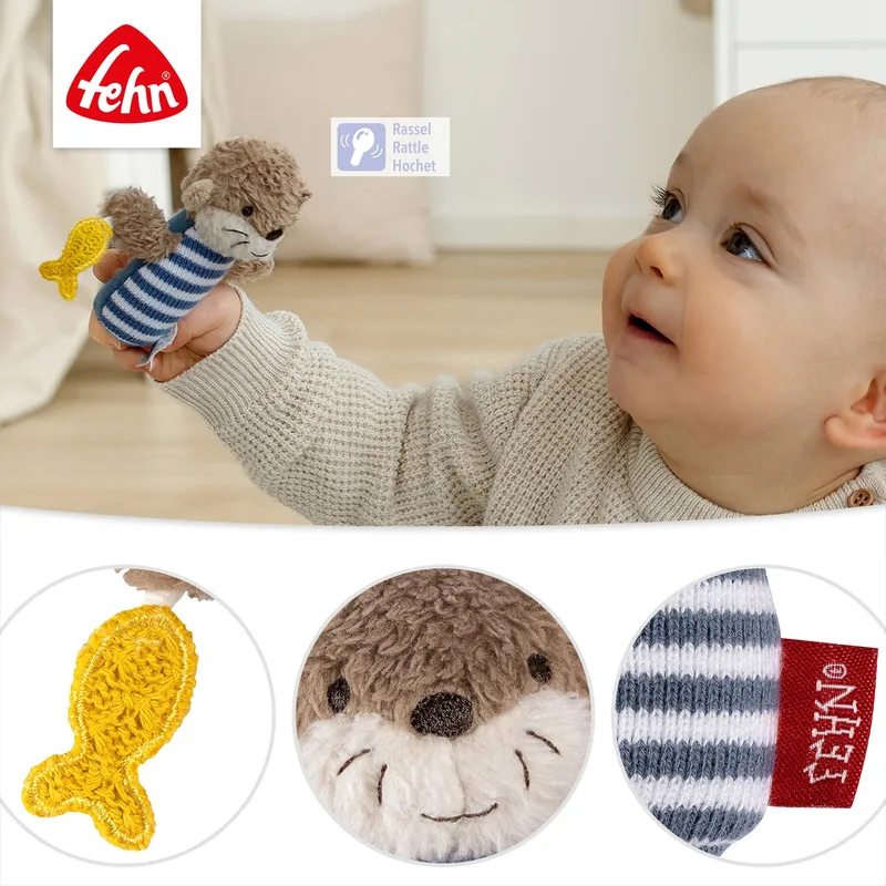 Mini-Rassel Otter Theo från Fehn i Brun, 10,5 × 8 × 3,3 mm – produktbild 3 av 3