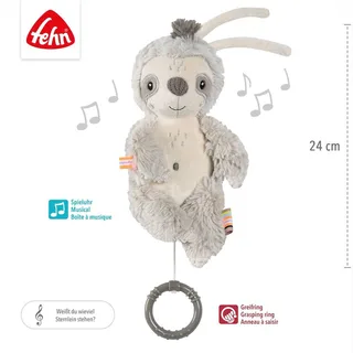 Mini-muziekdoosje luiaard 24cm van Fehn in Grijs, 24 × 7,6 × 7,2 mm – productfoto 2 van 3