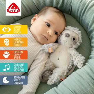 Mini-muziekdoosje luiaard 24cm van Fehn in Grijs, 24 × 7,6 × 7,2 mm – productfoto 1 van 3
