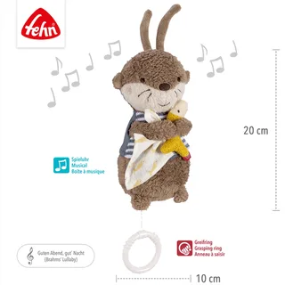 Mini-muziekdoosje otter Theo 20cm van Fehn in Bruin, 19,5 × 9 × 5,2 mm – productfoto 2 van 3