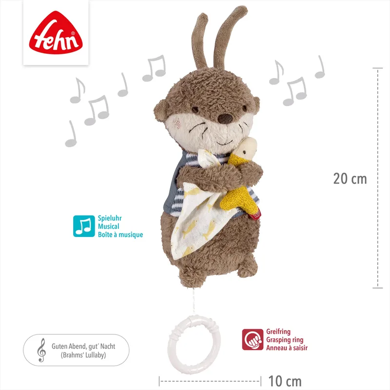 Mini-muziekdoosje otter Theo 20cm van Fehn in Bruin, 19,5 × 9 × 5,2 mm – productfoto 2 van 3