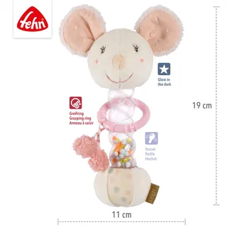 Rammelaar regenmaker muis feehnLAND van Fehn in Roze, 20 × 11,5 × 6,4 mm – productfoto 2 van 3