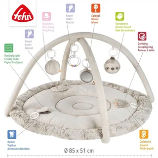 Spielbogen mit 3-D-Activity-Decke Faultier van Fehn in Grijs, 92 × 92 × 48 mm – productfoto 2 van 3