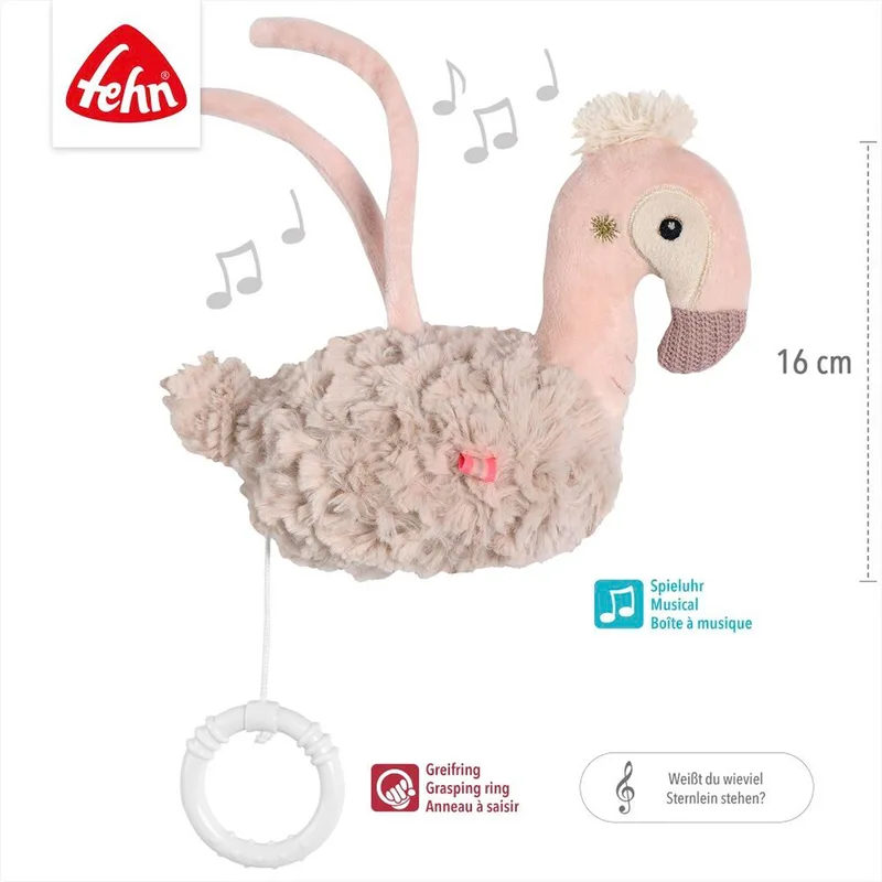Spieluhr Flamingo 18cm van Fehn in Roze, 8,8 × 13,9 × 14,5 mm – productfoto 2 van 3