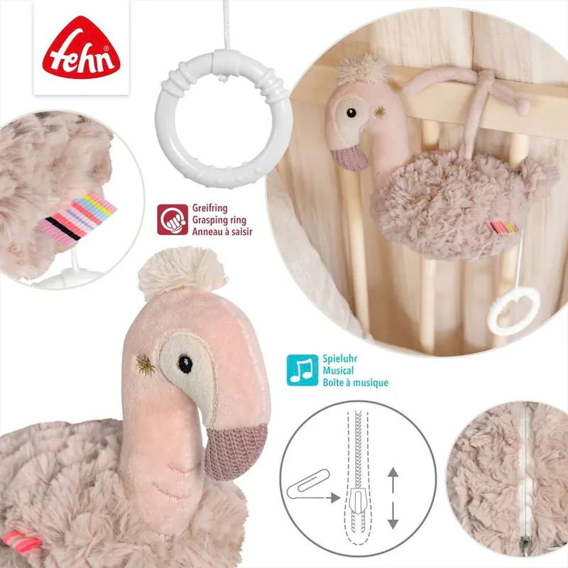 Spieluhr Flamingo 18cm van Fehn in Roze, 8,8 × 13,9 × 14,5 mm – productfoto 3 van 3