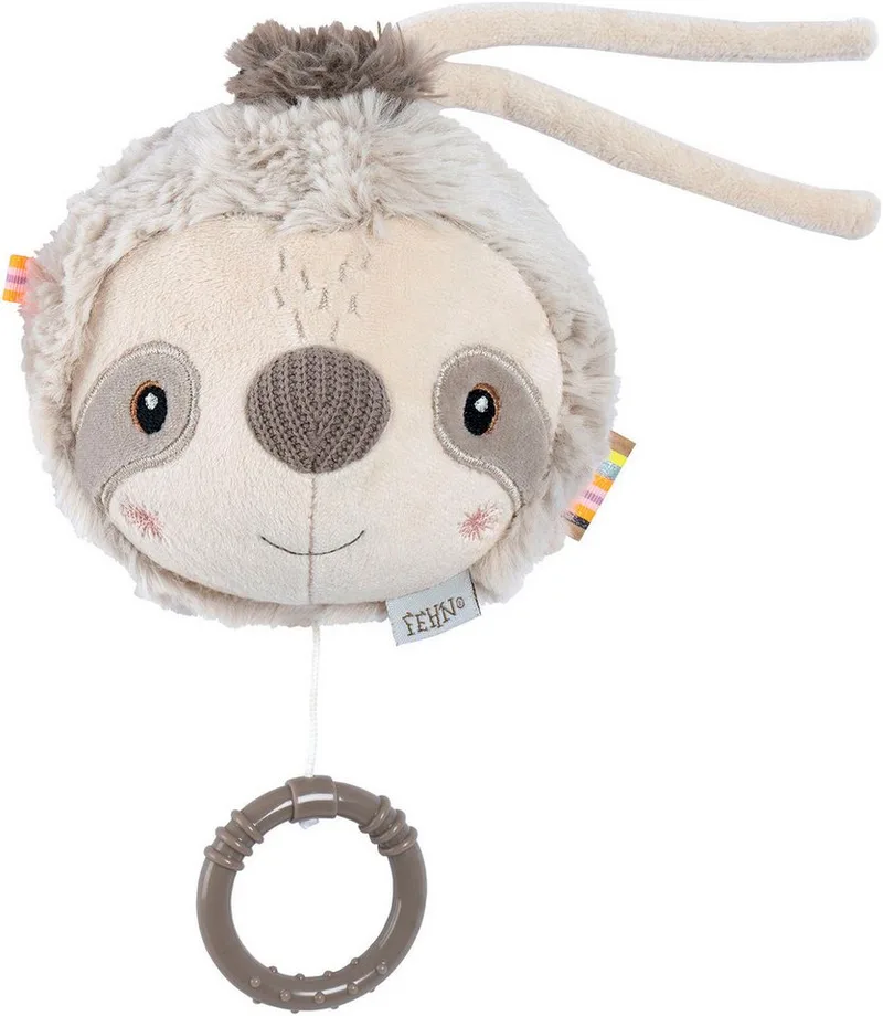 Spieluhr Lazy, Crazy & Pink, Faultier van Fehn in Beige, Grijs – productfoto