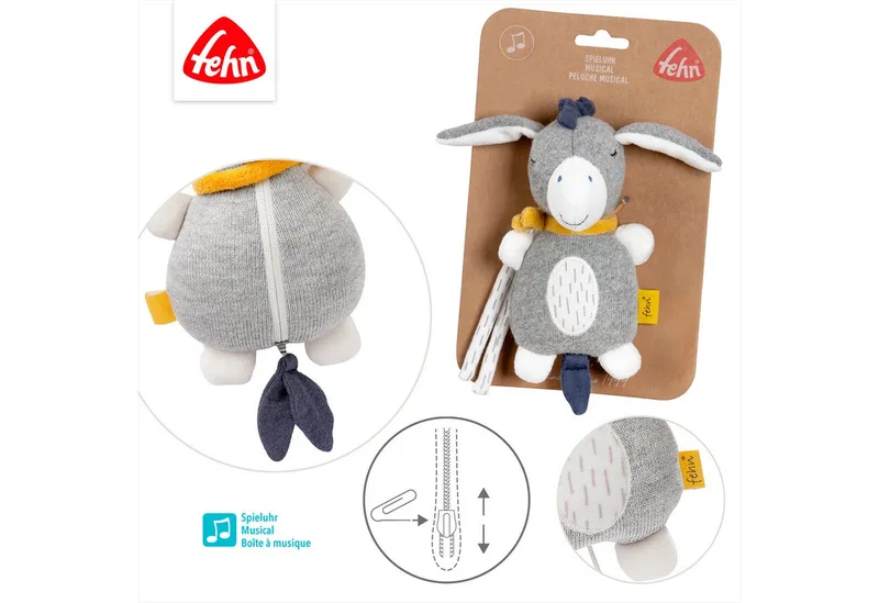 Spieluhr Mini-Spieluhr Esel från Fehn i Grå – produktbild 4 av 5