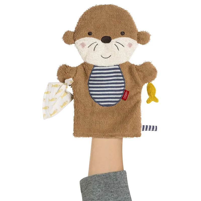 Waschhandschuh Otter Theo van Fehn in Blauw – productfoto 1 van 3