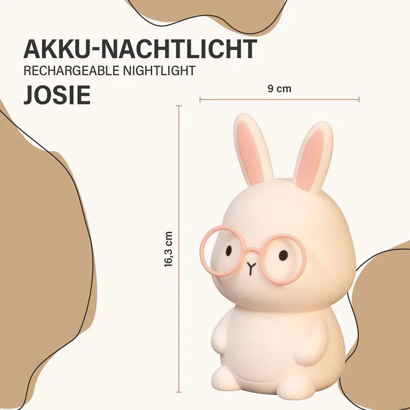 Nachtlicht Hase Josie de FH Lighting en Rose, 9 × 9 × 16,3 mm – photo produit 3 sur 3
