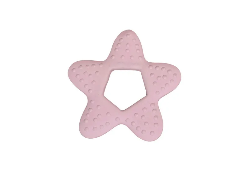 Beißring Naturkautschuk - Stern, Krokodil, Giraffe, (Beißring mit Struktur), 100% Naturkautschuk, nachhaltig, biologisch abbaubar, BPA- & PVC-frei fra Filibabba i Lyserød – produktbillede