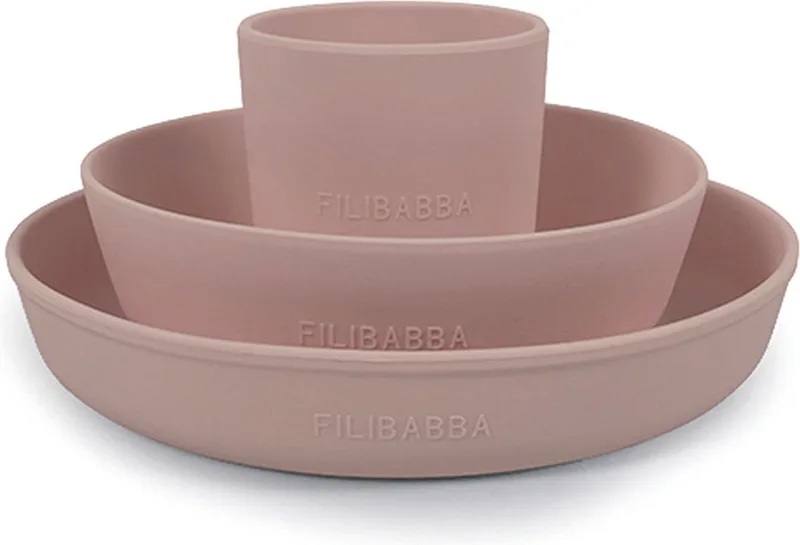 Volledige eetset in Siliconen de Filibabba en Rose – photo produit