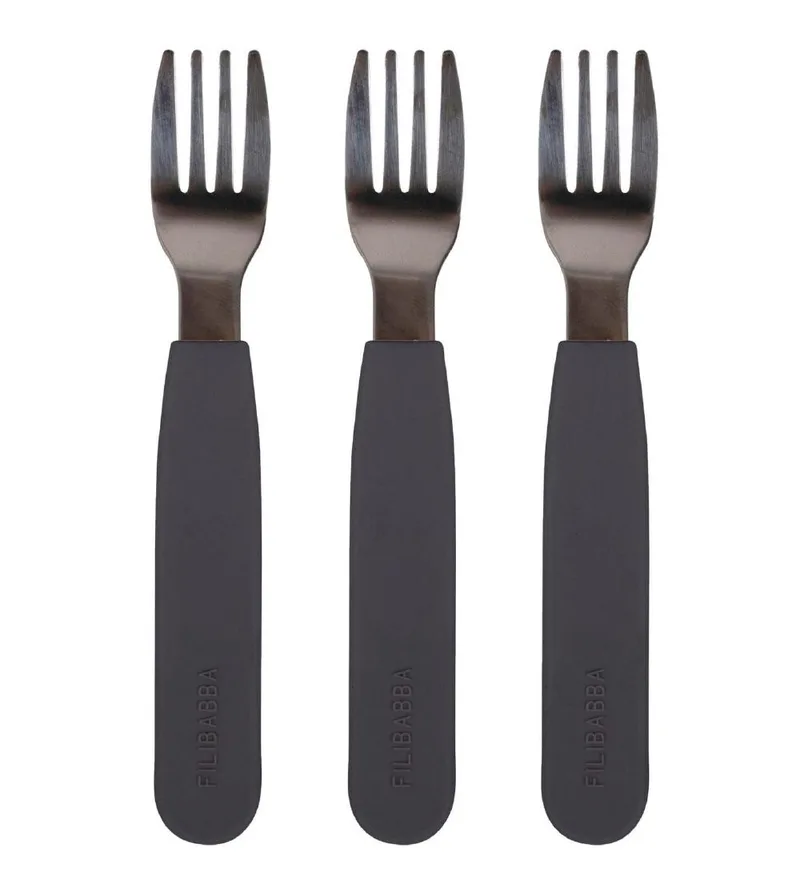 Vorken - 3-pack - Silicone - Stone Grey fra Filibabba – produktbillede