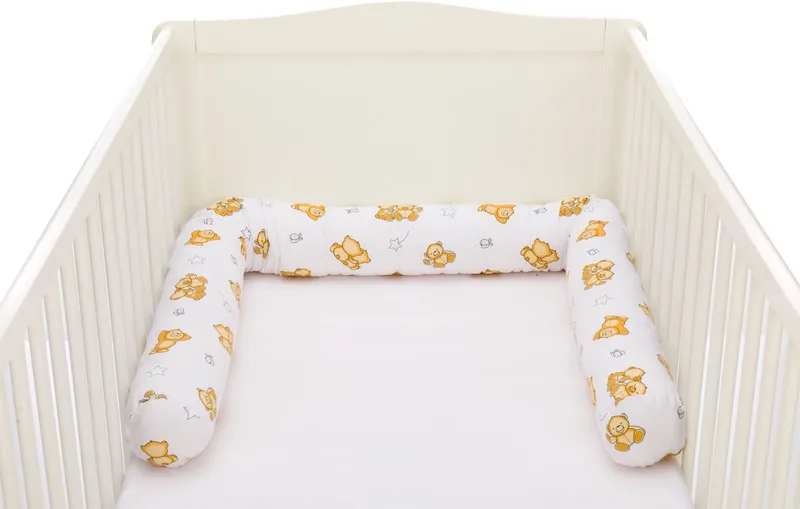 Baby bedomrander - bedbumber - hoofdbeschermer ledikant - 190 cm - Teddy von Fillikid in Weiß – Produktfoto