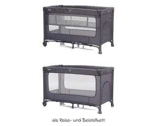 Baby-Reisebett Capri - Dunkelgrau, Baby Kinder Reisebett mit Wickelauflage, Einstieg, Mobile & Tasche von Fillikid in Grau – Produktfoto 4 von 5