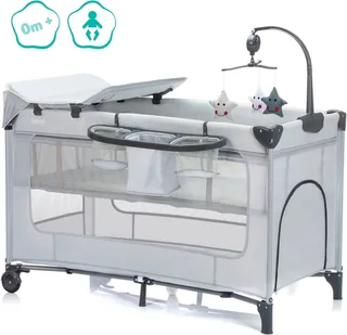 Baby-Reisebett Capri, mit 2 Rollen, Inkl. Transporttasche von Fillikid in Grau – Produktfoto 2 von 5