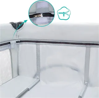 Baby-Reisebett Capri, mit 2 Rollen, Inkl. Transporttasche von Fillikid in Grau – Produktfoto 5 von 5