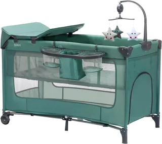 Baby-Reisebett Capri, mit 2 Rollen, Inkl. Transporttasche by Fillikid in Green – product photo 1 of 5
