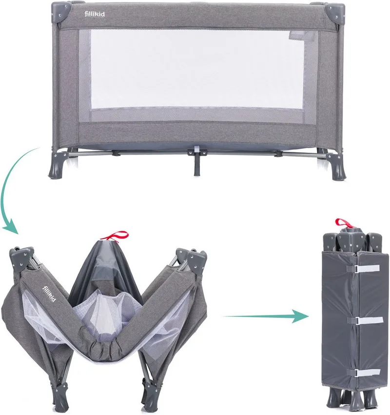 Baby-Reisebett Milano, inklusive Transporttasche und Neugeboreneneinhang von Fillikid in Grau – Produktfoto 3 von 5