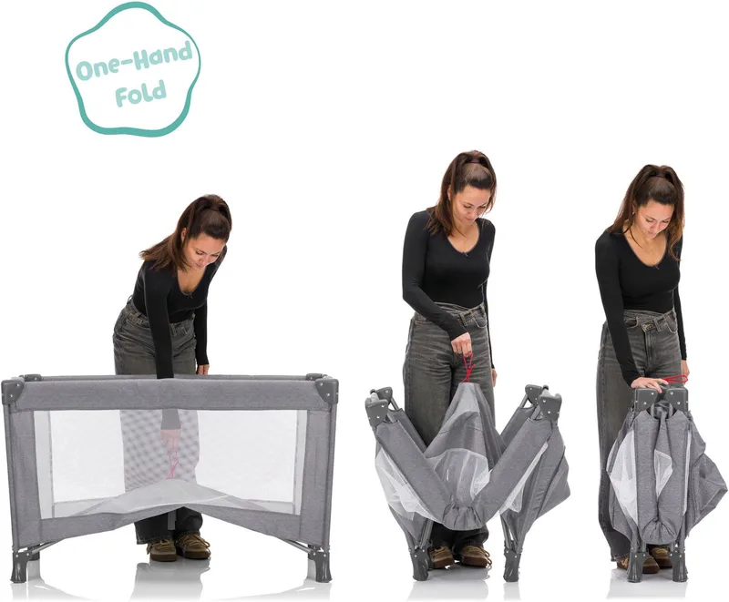 Baby-Reisebett Milano, inklusive Transporttasche und Neugeboreneneinhang von Fillikid in Grau – Produktfoto 2 von 5