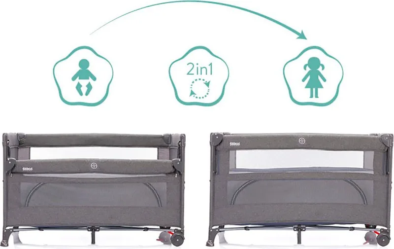 Baby-Reisebett Porto, inkl. Transporttasche von Fillikid in Grau – Produktfoto 3 von 5