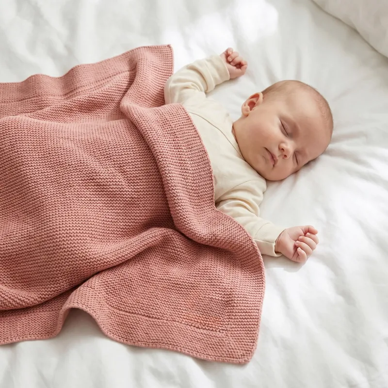 Babydecke Strick 80x100 cm van Fillikid in Roze – productfoto 1 van 3