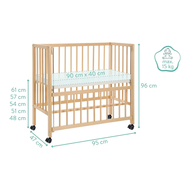 Beistellbett Cocon 40x90 cm von Fillikid in Natur, 950 × 450 × 100 mm – Produktfoto 3 von 3