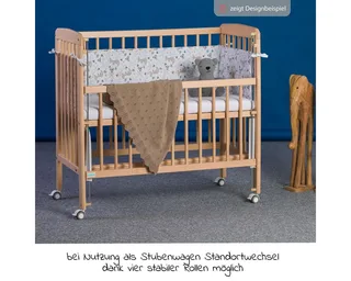 Beistellbett Nino - Natur, Stubenwagen Stubenbett auch für Boxspringbett verstellbar mit Rollen von Fillikid in Braun – Produktfoto 5 von 5