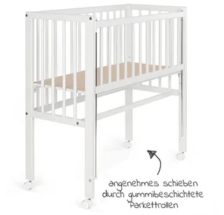 Beistellbett Vario 2in1 - 2-tlg., Stubenwagen auch für Boxspringbett Gitterbett verstellbar mit Rollen von Fillikid in Weiß – Produktfoto 4 von 5