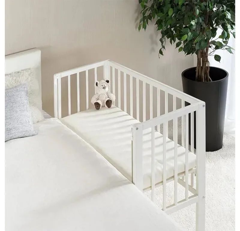 Beistellbett Vario 2in1 - 2-tlg., Stubenwagen auch für Boxspringbett Gitterbett verstellbar mit Rollen von Fillikid in Weiß – Produktfoto 2 von 5