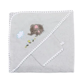Fillikid 2-tlg. Badeset Kapuzenbadetuch 100x100 cm & Waschlappen by Fillikid in Grey – product photo 1 of 3