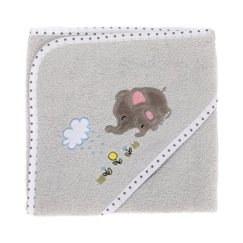 Kapuzenbadetuch 75x75 cm från Fillikid i Grå, 75 × 75 mm – produktbild 1 av 3