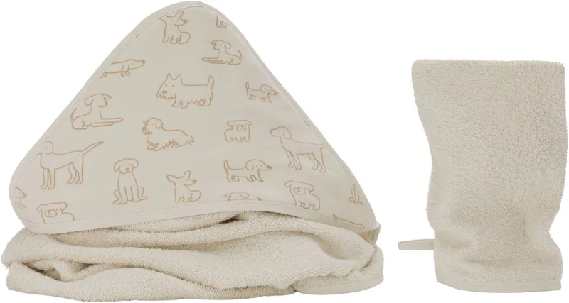 Kapuzenhandtuch Kapuzenbadetuch mit Waschhandschuh, Frottee (Set, 2-St) de Fillikid en Beige – photo produit
