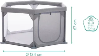 Laufgitter 6-Eck, Ø 134 cm, Höhe 67 cm, inklusive Transporttasche von Fillikid in Grau – Produktfoto 5 von 5