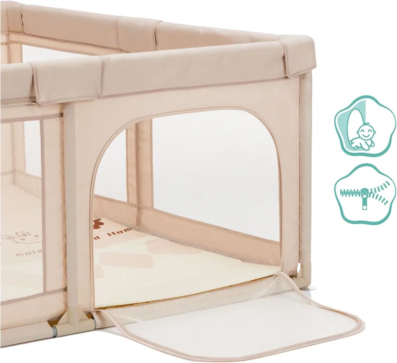 Laufgitter Malta mit Boden, mit Transporttasche von Fillikid in Beige – Produktfoto 3 von 5