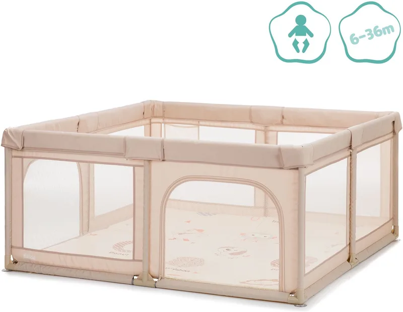 Laufgitter Malta mit Boden, mit Transporttasche von Fillikid in Beige – Produktfoto 2 von 5