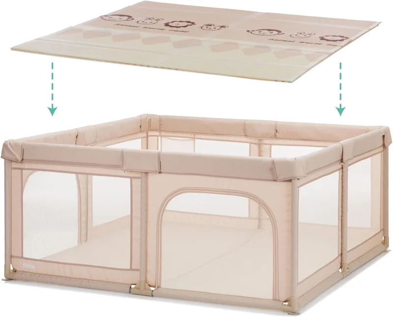 Laufgitter Malta mit Boden, mit Transporttasche von Fillikid in Beige – Produktfoto 5 von 5