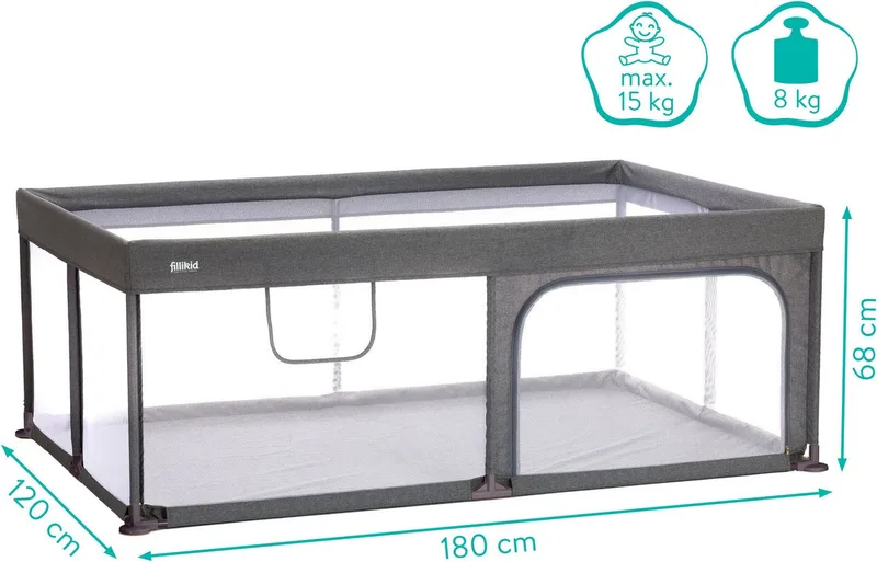 Laufgitter Rio, XL groß von Fillikid in Grau – Produktfoto 5 von 5